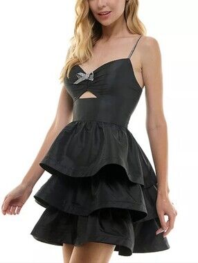 CITY VIBE Black Tiered Ruffle Mini Dress